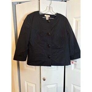 Covington Black Collarless Button Front Jacket L NWT – 90s Style